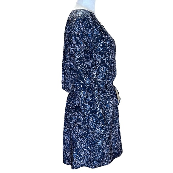 Rebecca Taylor - Block Print, Long Sleeve, Floral Mini Dress - Size 0, Blue - Picture 12 of 17